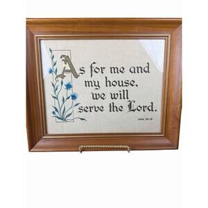 We Will Serve‎ The Lord Religious Framed Art Wood Vintage Scripture 11x14